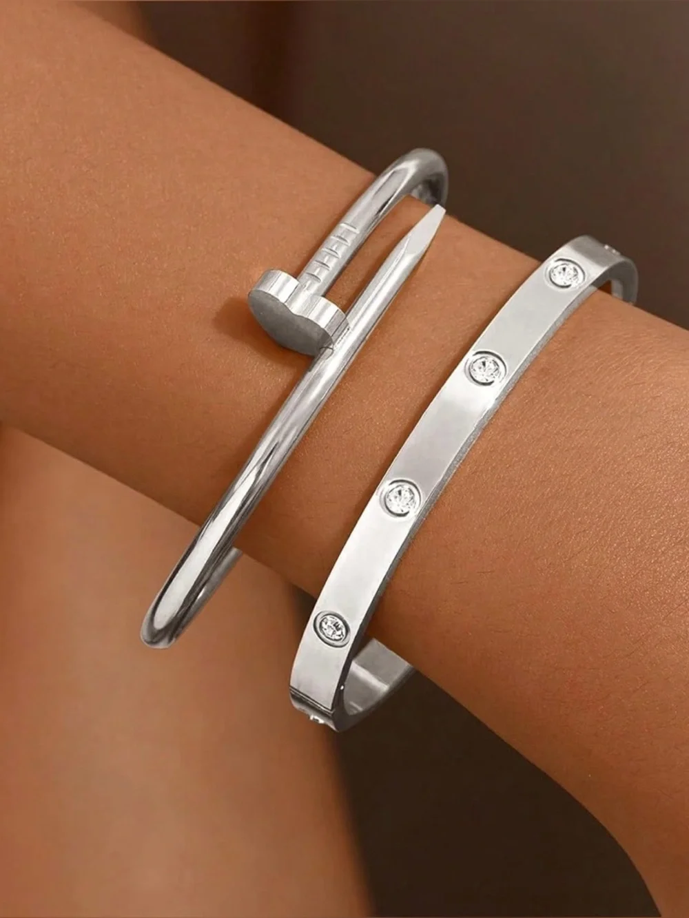 Stainless steel Nail Bangle Bracelet